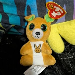 Ty Plush Kangaroo with Bunny Design - Orange and White